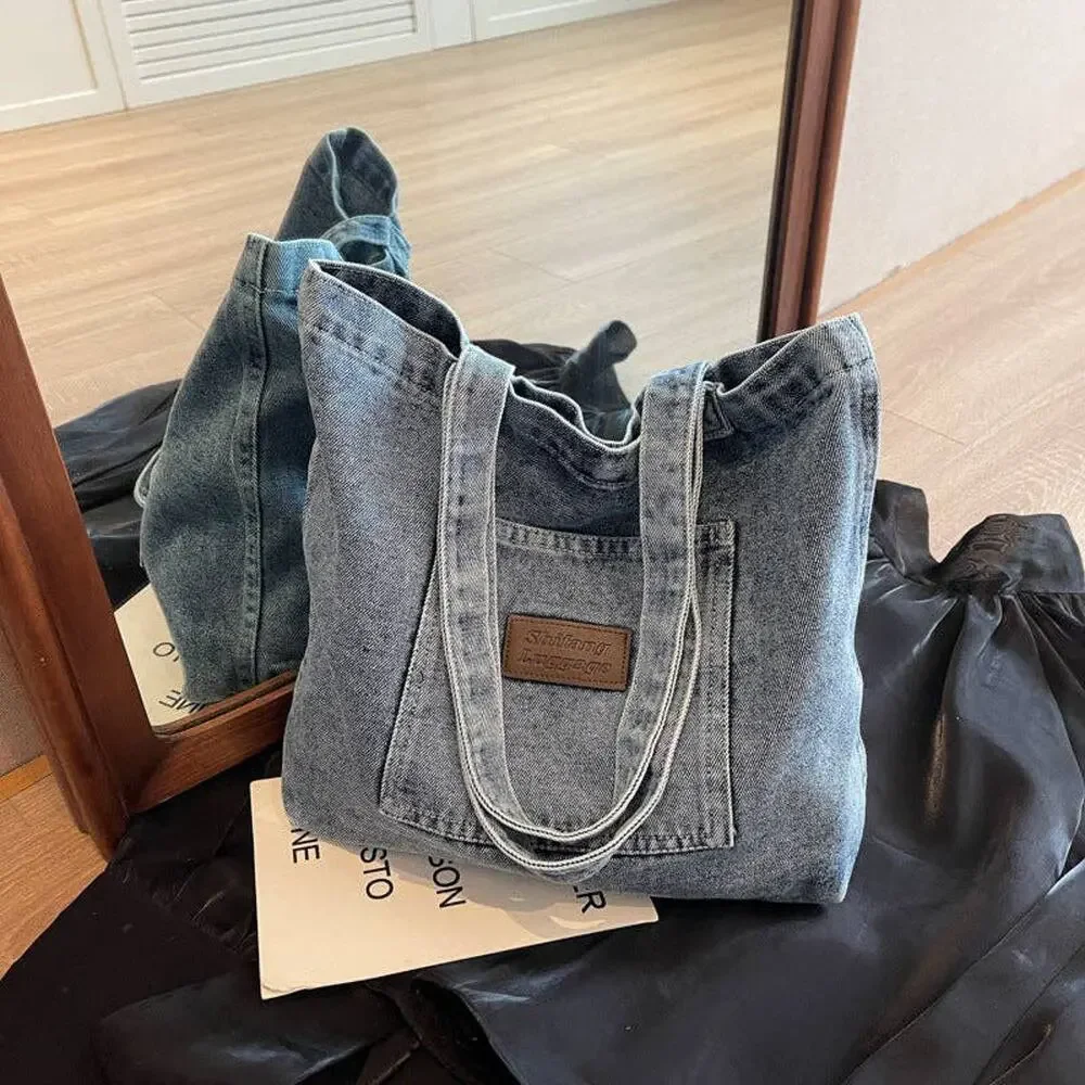 Light Blue Washed Denim Shoulder Bag
